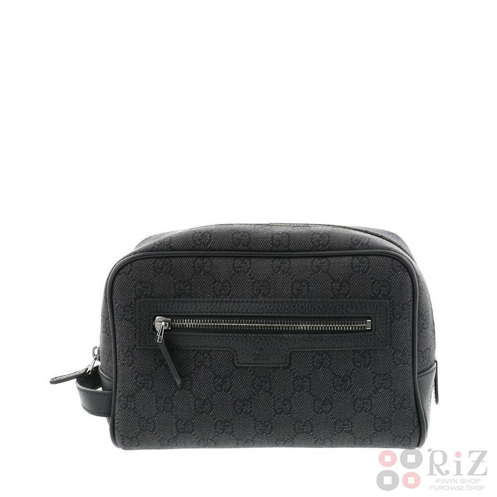 GUCCI GG Denim Clutch Bag Shoulder Clutch Black